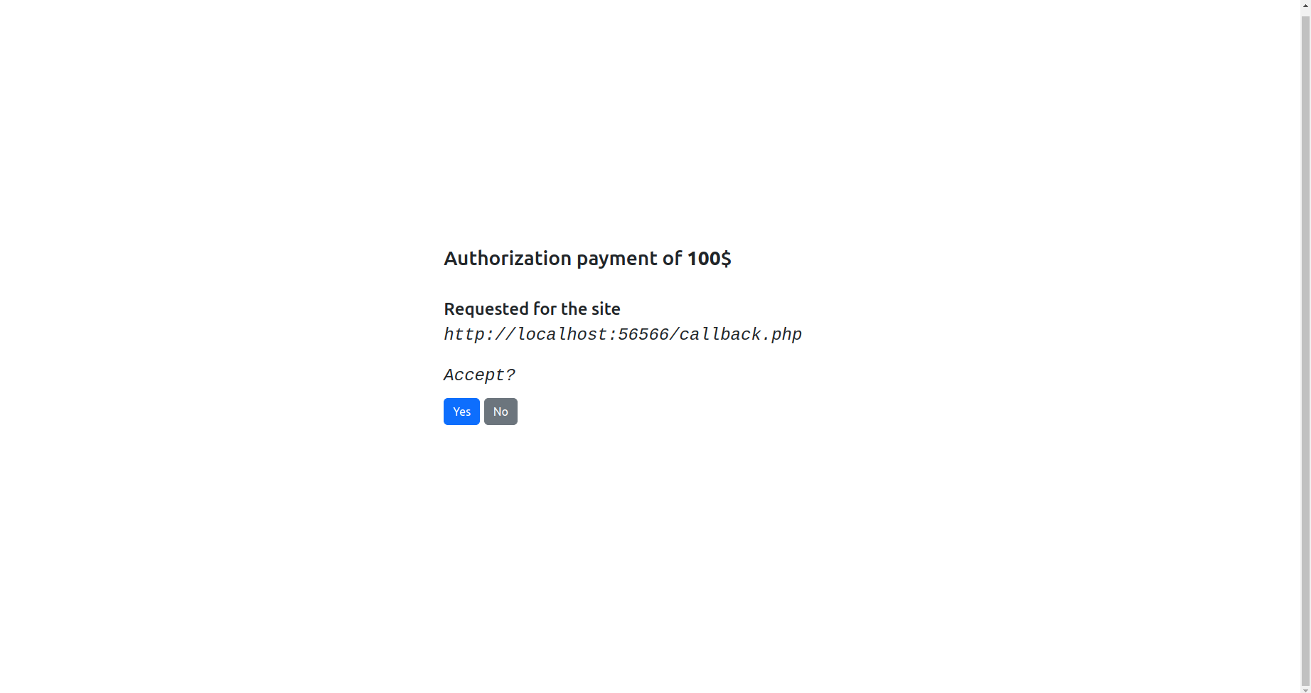 Payment authorization page